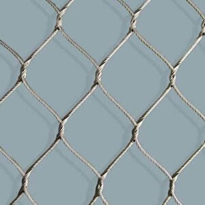 A piece of stainless steel knotted rope mesh.
